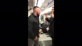 Drunk boxing on the train