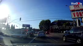 'Caught on Dashcam | Distracted Driver Rams Car into a Light Pole '