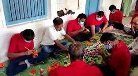 18 specially-abled children paint earthen lamps during festive season in central India