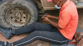How to repair a flat tire without taking a wheel off