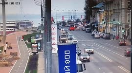 The girl managed to dodge the crazy bus