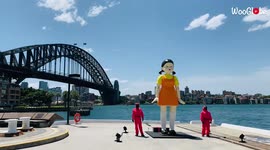 Creepy 15-foot doll from 'Squid Game' erected in Sydney for Halloween
