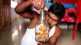Artist creates miniature earthen lamps inside bottles in eastern India
