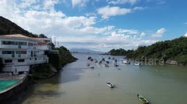 Fishing boats at Ribeiro beach in Vila Velha, creating a wonderful view