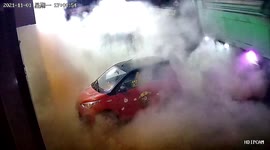 Tyre on truck suddenly explodes passing by pedestrian in China