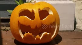 Country Pumpkins spooky faces in bucks High Street doors