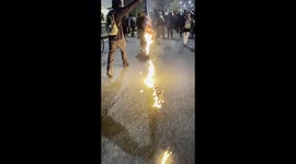 Demonstrators burn American flag during Walter Wallace protest in Brooklyn