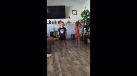 5 year old twins listening to thunder for the first time.