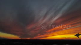 Drone captures spectacularly colorful sunset in Pennsylvania