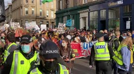Police guard Fridays for Future climate strike in Glasgow
