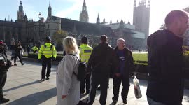 A  guy spit on Churchill Statue, London, UK