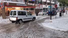 Massive hail storm batters Cala Ratjada, Mallorca