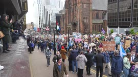 Massive Crowd of Climate Protesters Marching Through Glasgow COP26 Friday