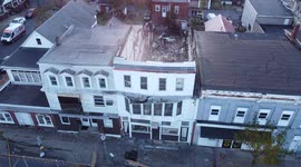 Drone video Demolition Structural collapse, South Oak Street, Mount Carmel, Pa, Drone 20211104