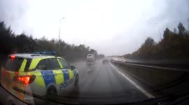 Devon & Cornwall Police car in Glasgow nearly causes accident on M74 motorway