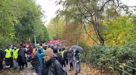 Thousands of protesters gather in Kelvinbridge Park to March for Scottish independence and climate change in Glasgow