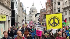 Climate protesters march from Bank of England to Trafalgar Square on Global Day For Climate Justice