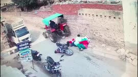 Lucky escape for family of four run over by tractor in northern India