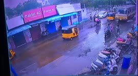 Biker couple trip on pot hole, miraculously avoid coming under bus