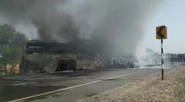 12 people burnt to death as bus catches fire after colliding with tanker in Rajasthan