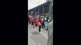 Extinction Rebellion block Glasgow city centre street as COP26 protests continue