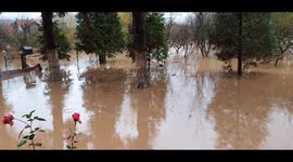dramatic footage of the flood in Sarajevo, water enters houses