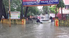 Cops in India use boats to reach water-logged station as deadly situation in Chennai continues