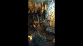 Amazing stalactites and stalagmites in a cave located in ioannina greece