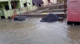 Roads flooded in southern India after heavy rain storm