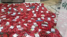 Wreaths laid on Armistice Day at London's Paddington Station