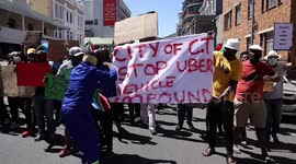 Cape Town E-hailing drivers protest unfair rates and labour practices