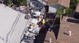 Incredible aerial footage of an extreme hoarder's house in LA's Koreatown