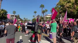 Britney Spears fans celebrate conservatorship end outside Los Angeles courthouse