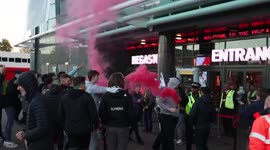 Manchester United fans let off flares outside Old Trafford in latest protest against Glazers