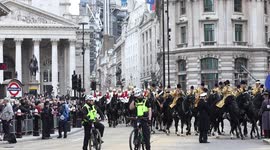 British Army and Band marches from Bank of England during Lord Mayor's Show 2021