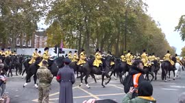 Crowds greeting Lord Mayor's Show 2021 at Victoria Embankment - cavalry