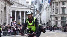 Band of the Coldstream Guards plays while marching off from Bank of England during the Lord Mayor's Show 2021