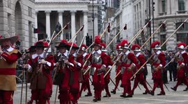 British Armed forces march during the Lord Mayor's Show 2021.