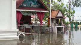 Floods in the  Samrong Tai area of Bangkok, Thailand, during rainy season