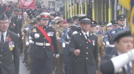 Military parade marks Remembrance Sunday in Newquay, UK