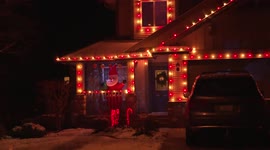 Decorations and light displays on the eve of Christmas in Surrey, BC, Canada