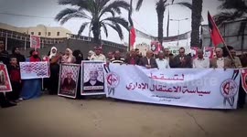 Palestinians demonstrate in support of Palestinian prisoners on hunger strike in Israeli jails