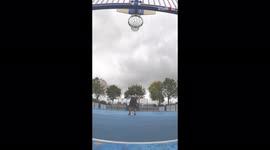 'French athlete makes ball go through 2 hoops in OUTSTANDING trick shot attempt'