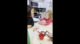 Little girl has ADORABLE reaction to mum's Halloween candy prank