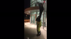 Man face-plants badly after high-risk stunt with coworker goes wrong
