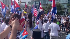 US: Demonstrators Show Support For Cuban People Ahead Of Opposition Protest In Cuba
