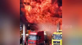 Oil tanker truck explodes, injuring 2 in southern China