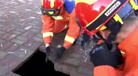 Firefighters rescue 8-year-old boy who fell into sinkhole in China