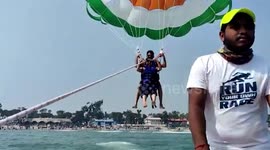 Rope snaps in TERRIFYING parasailing accident in northwestern India
