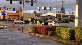 Heavy rain causes flooding in Pacific Northwest Washington State Bellingham road closure 2